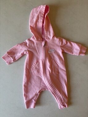 3M Nike Pink Hooded Baby One-Piece Romper